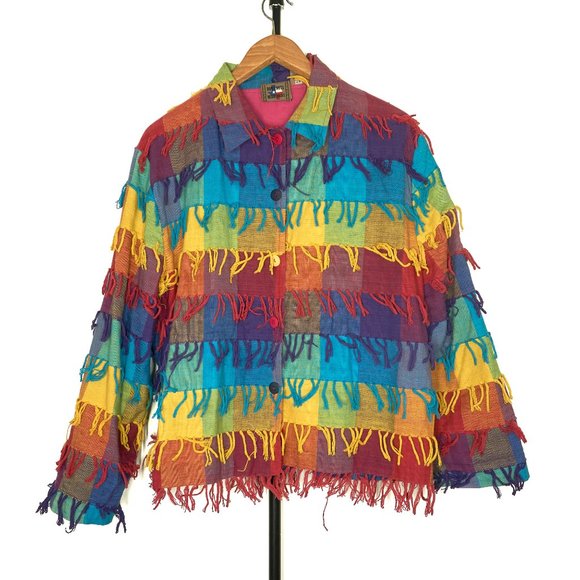 Don’t Mess With Texas Womens Multicolor Block Jacket with Fringes, Size XL - Picture 1 of 9